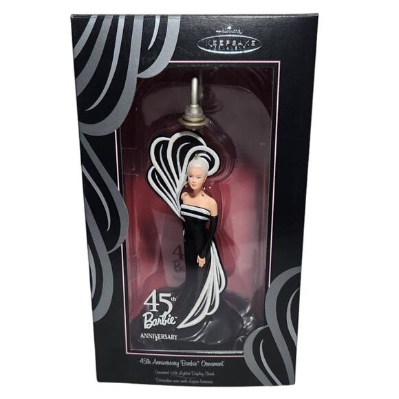 Hallmark Keepsake 45th Anniversary Barbie Ornament 2004 W/ Lighted Display Stand - Picture 1 of 7